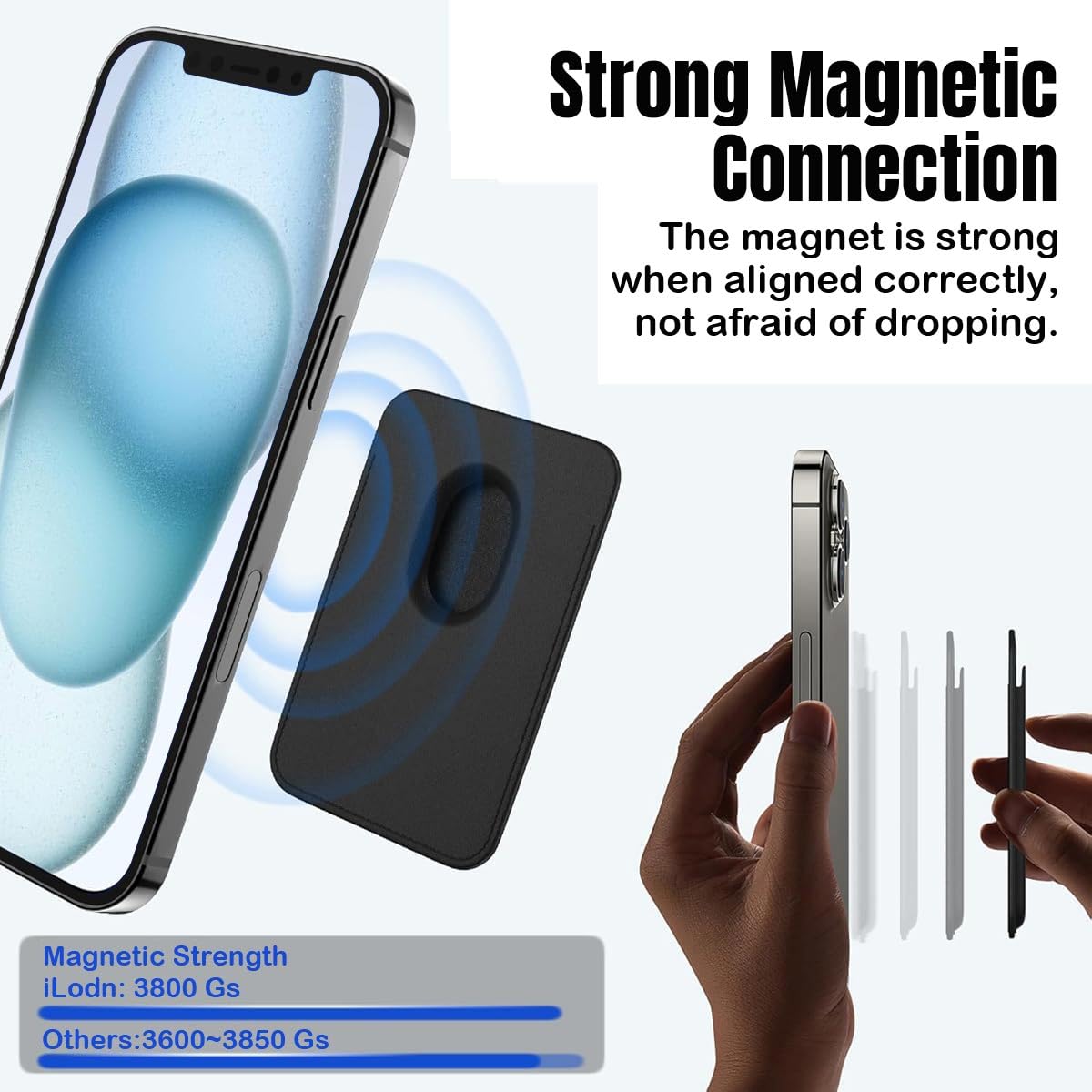 Yakify Custom Magnetic Wallet Card Holder for iPhone 17/16/15/14/13/12 Series with Photos Texts Personalized Slim RFID Leather Phone Wallet Customized