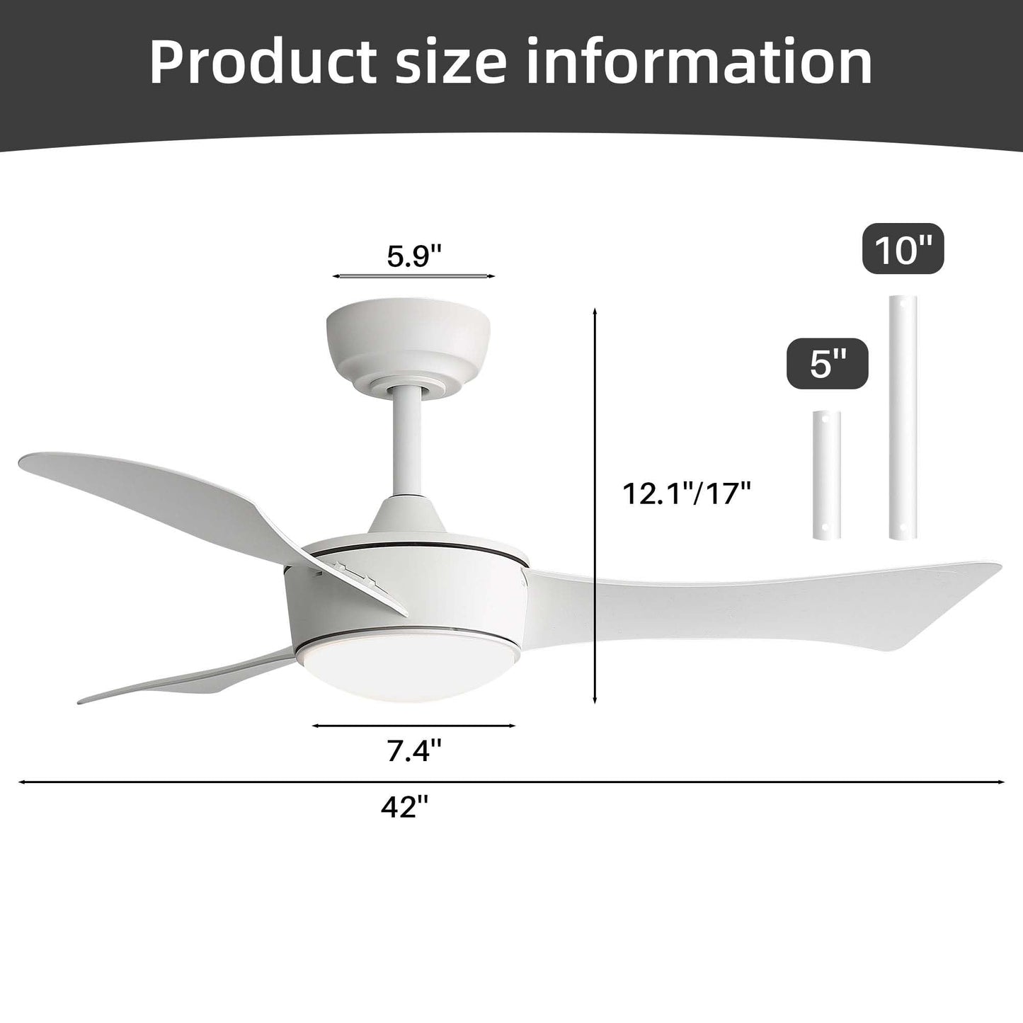 HRVEOCEI 42 Inch Modern Ceiling Fans With Lights for Bedroom, Flush Mount/Low Profile Fan Ceiling with Remote Control, 3 Blades Reversible for Living