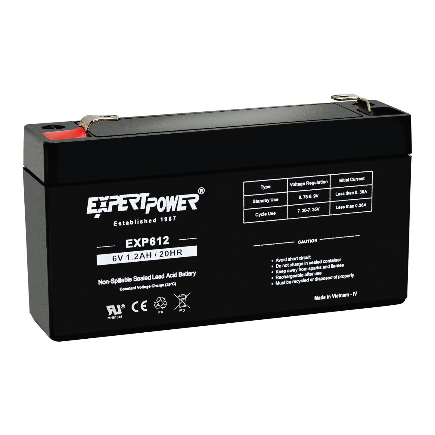 ExpertPower EXP612-1.2Ah 6V Rechargeable Battery, Alarm Battery Replacement for Security System, Home Alarm, GE XT Backup, Replaces DJW6-1.2, 6V1.3AH…