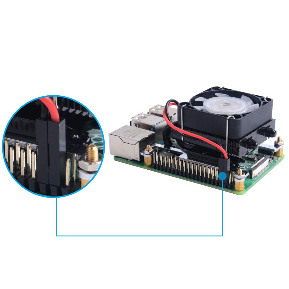 GeeekPi Low-Profile CPU Cooler with RGB PWM Fan & Aluminum Heatsink for Raspberry Pi 4B/3B+/3B (Black)