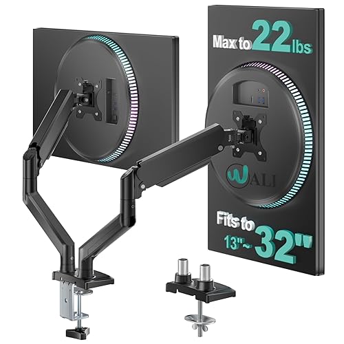 WALI Dual Monitor Stand for 13-32 inch Computer Screens, Dual Monitor Arms for 2 Monitors Holds up to 22 lbs, Height Adjustable Dual Monitors Mount