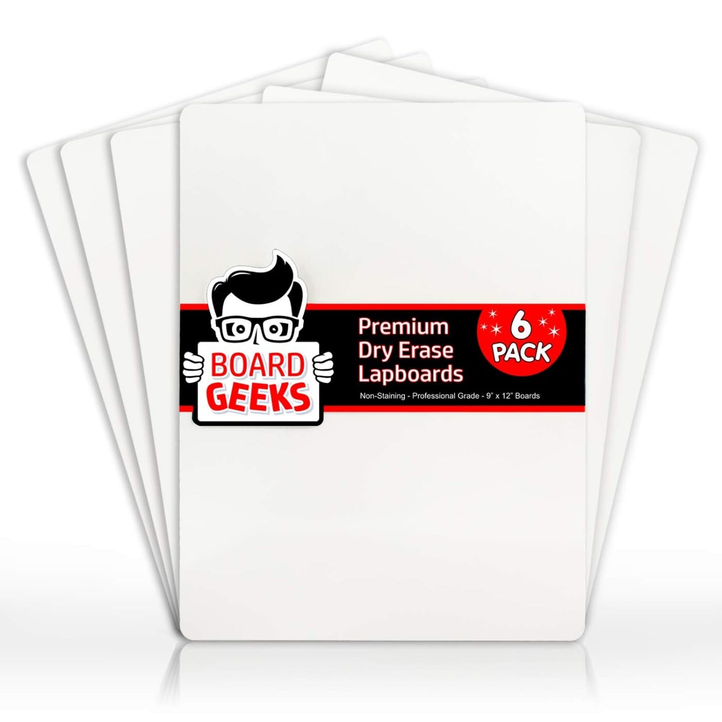 Board Geeks 6 Small Dry Erase Board for Kids - Mini White Board for Students and Teachers - Durable and Portable Individual Whiteboard with Rounded