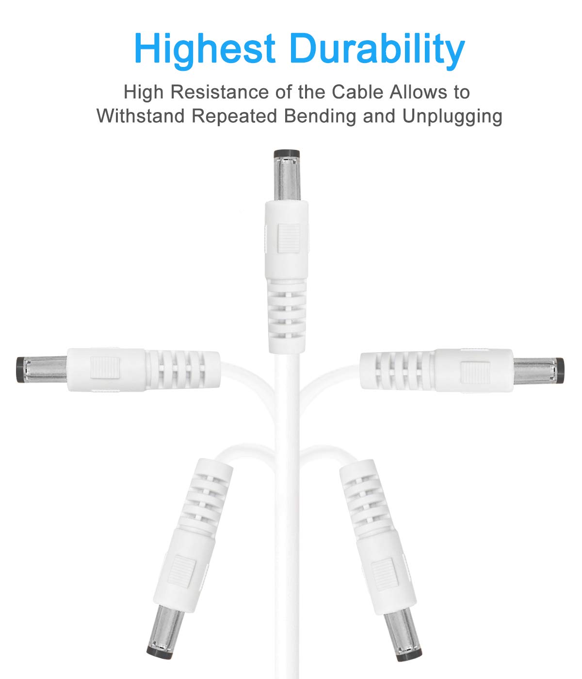 2-Pack 13ft DC Power Extension Cable,5.5mm x 2.1mm Extension Cord,12v Extension Cord for Security Camera CCTV IP,Router,LED Strip,5V 9V 24V 12 Volt