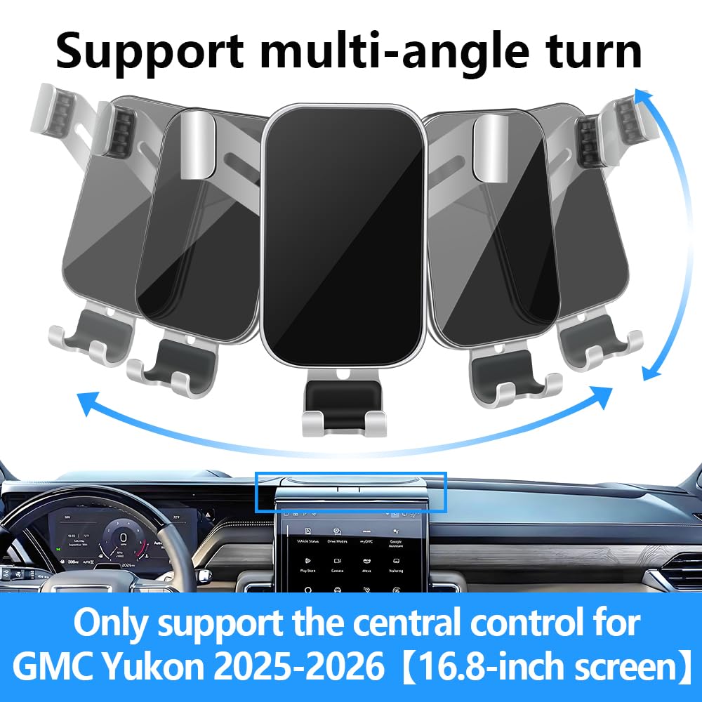 LUNQIN Car Phone Holder for GMC Yukon 2025 2026 and GMC Yukon XL 2025-2026 Auto Interior Accessories Best Cell Phones Mount Cellphone Mobile Cradle