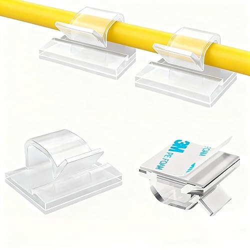 [100Pcs] Outdoor Light Clips, Adhesive Cable Clips for Wall, Wire Holder Cable Management Cord Organizer Hooks, Christmas Light Clips for Outside
