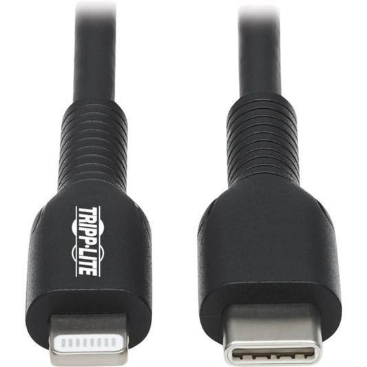 Tripp Lite USB-C to Lightning Sync/Charge Cable (M/M), MFi Certified, Black, 9.8 ft. (M102-03M-BK)