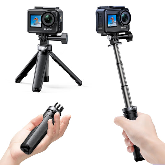 AKASO Mini Selfie Stick Tripod Lightweight Extension for Shooting Video Vlog Accessories Compatible with AKASO Action Camera EK7000/Brave 4/Brave 7