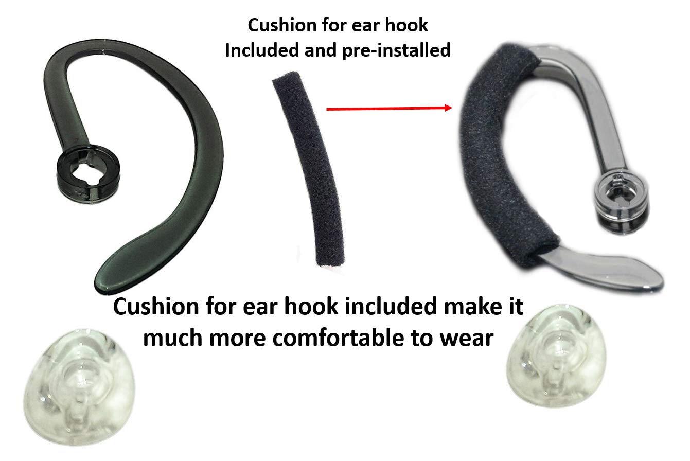 3X Same Size Replacement Earbuds Ear Tips + Ear Hook Loops + Foam Spare Fit Kit for Plantronics CS540 Savi W440 W740 W745 WH500 EarLoops EarHook Ear