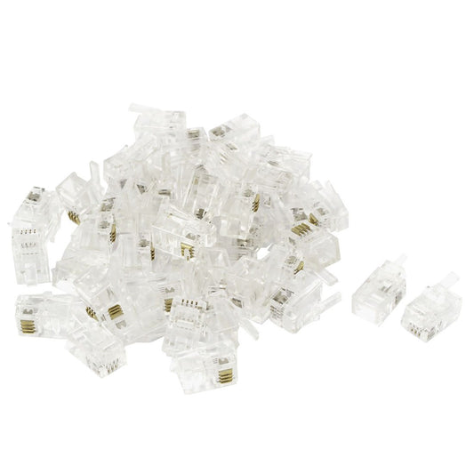 uxcell 40 Pcs Phone Modular Plug, Household RJ9 4P4C Telephone Cable End Phone Adapter Connector, Standard Jack for Telephone Handset Flat Stranded