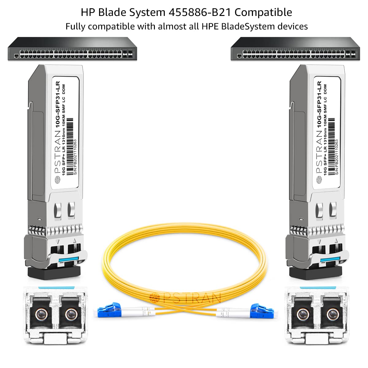 OPSTRAN 10GBASE-LR SFP+ Optical Transceiver Module Compatible with HPE BladeSystem 455886-B21 10G SFP+ LR 1310nm 10km DDM Duplex LC SMF