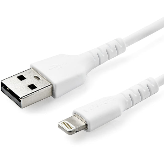 StarTech.com 3 foot (1m) Durable White USB-A to Lightning Cable - Heavy Duty Rugged Aramid Fiber USB Type A to Lightning Charger/Sync Power Cord…
