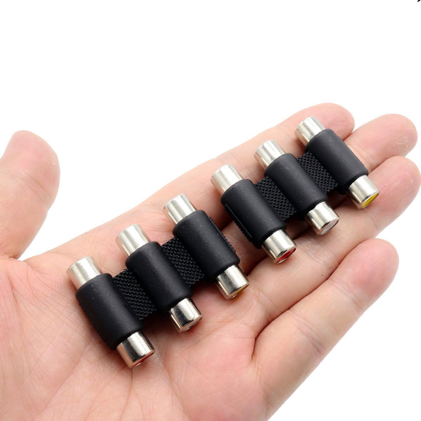 ZXUEZHENG 2 Pack RCA Female to Female Coupler,Triple Coupler, Barrel Connectors, Stereo Audio Video Cable Adapter Coupler Panel Mount?3 Female