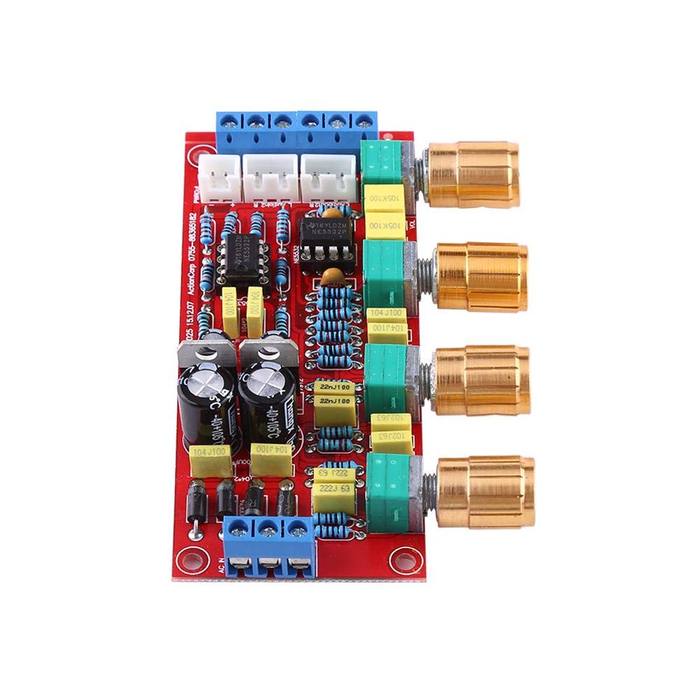 YWBL-WH Amplifier Board, HiFi Preamp NE5532 Pre-Amplifier Tone Board Kits AC 12V OP-AMP HiFi Amplifier(Assembled Board)