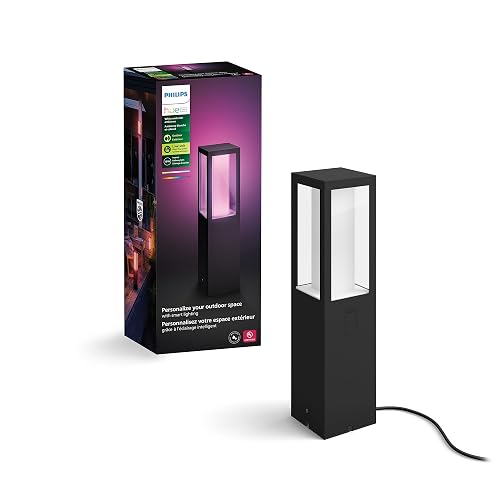 Philips Hue Impress Outdoor Pedestal Light (Low-Volt), (15.7 x 3,9 in) White & Color Light, Voice Control, Bridge Required