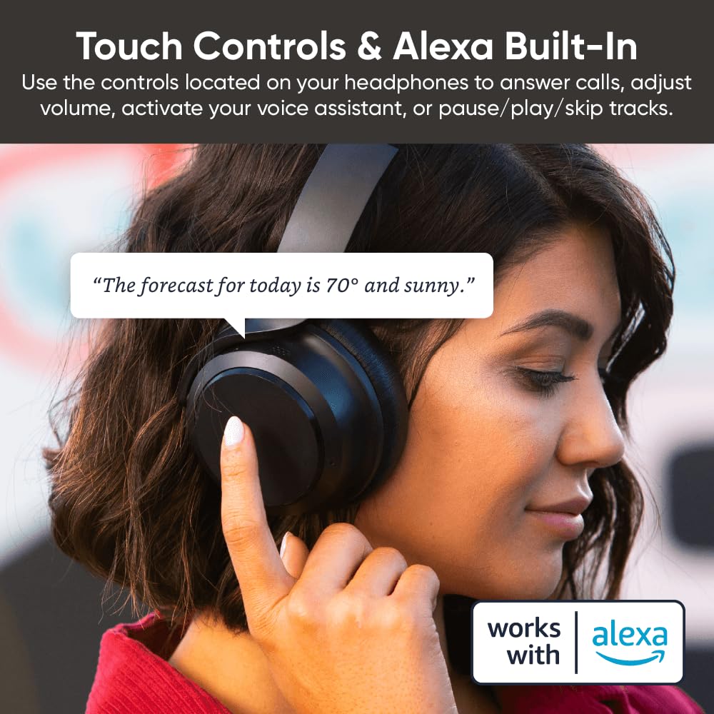 WYZE Noise Cancelling Headphones and Hard Case for Travel, Wireless Over The Ear Bluetooth Headphones with Active Noise Cancellation, Transparency…