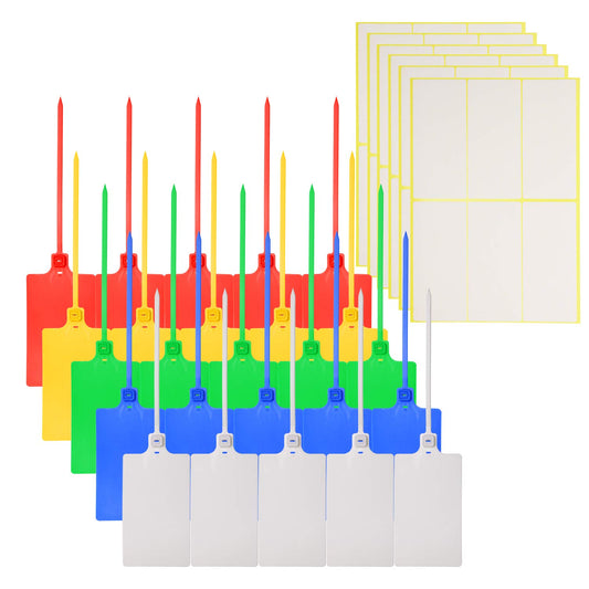 Mini Skater 25Pcs Large Plastic Multi-Color Self-Locking Nylon Writable Marker Ties Luggage Identification Cable Cord Organizing Consignment Tags