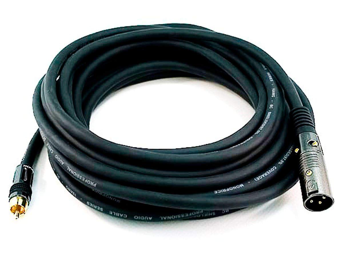 Monoprice Premier Series XLR Male to RCA Male Cable Gold Plated Connectors | 16AWG Shielded Twisted Pair Oxygen-Free Copper Braid Conductors