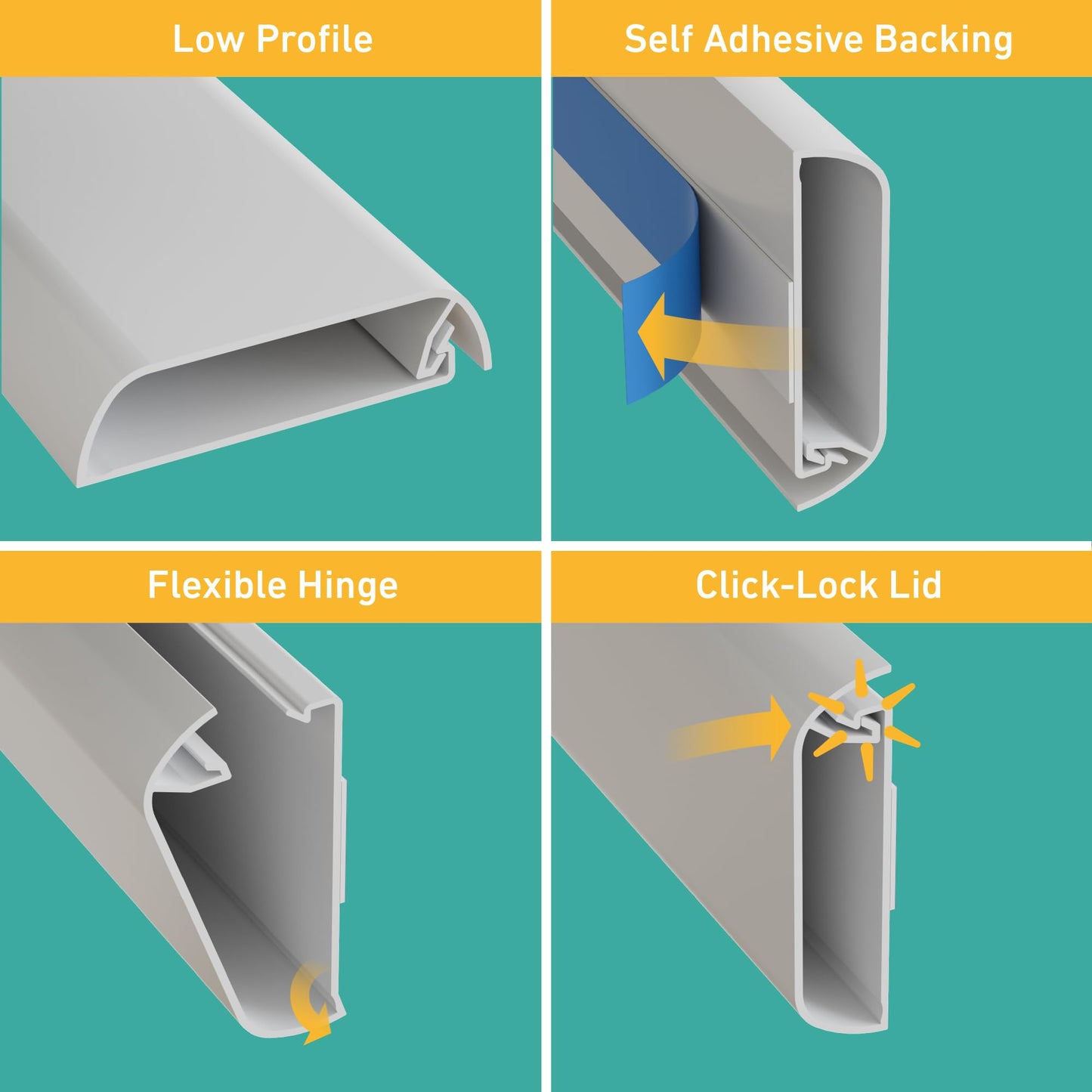 D-Line TV Wall Mount Cord Hider, Hide Mounted TV Cables, Wire Covers, Self Adhesive Cover for Cords, Paintable, Low Profile, Seamless Cable Raceway