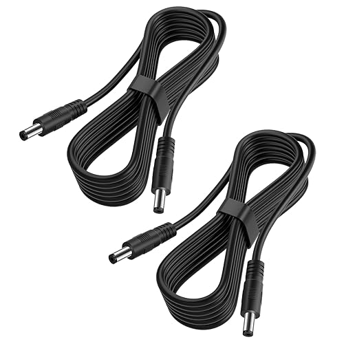2-Pack Male to Male DC Extension Cord 5.5mm x 2.1mm,12v DC Power Extension Cable for Security Camera,Dvr Standalone LED Strip,Car,CCTV IP