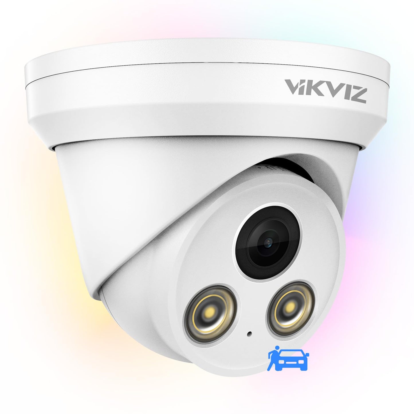 5MP PoE IP Camera,Turret Security Camera with F1.0 Lens Super Aperture, Full Color Night Vision, Human/Vehicle Detection,Built in Mic,2.8mm Lens