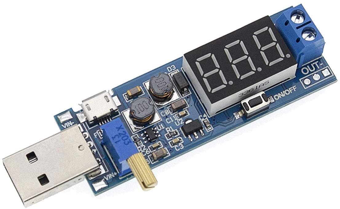 USB Buck Boost Converter 3.5V-12V to 1.2V-24V DC-DC Step Up Step Down Power Supply Module Voltage Regulator 5V to 3.3V 9V 12V 18V (5 Pack)