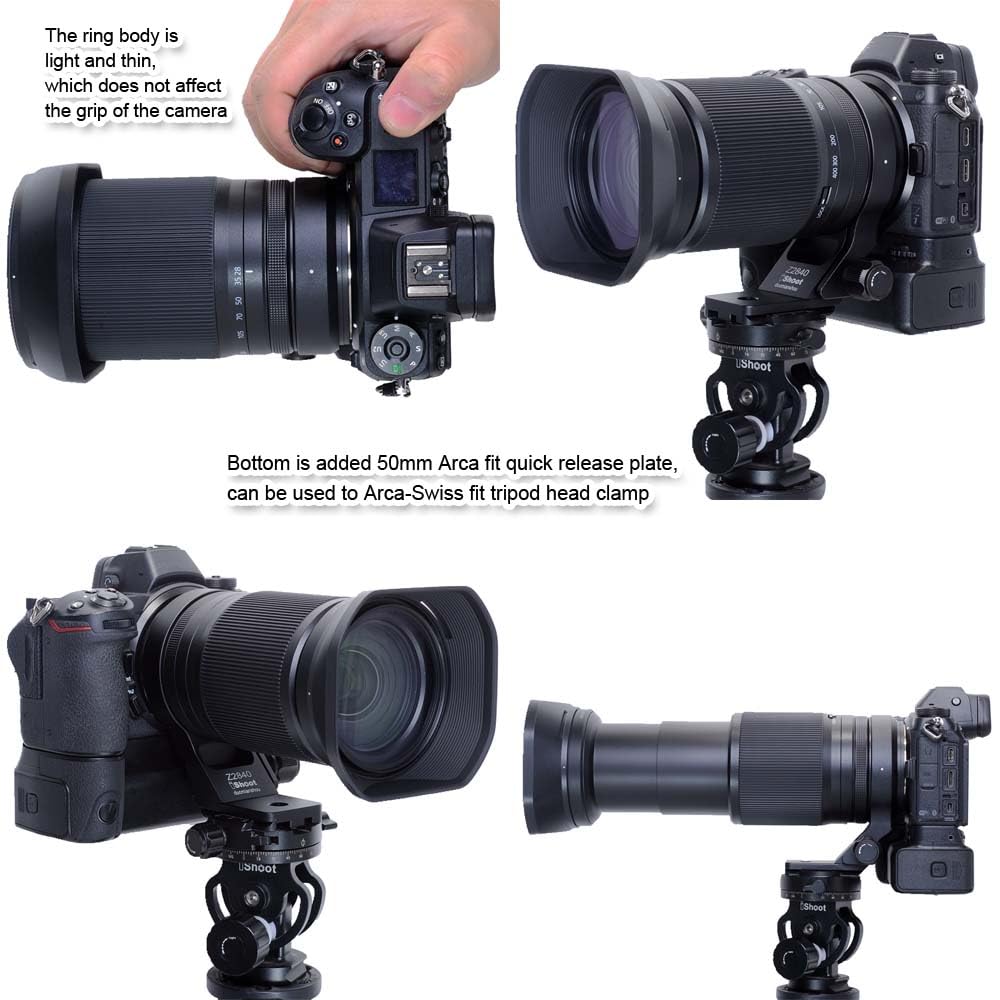 iShoot Tripod Mount Ring Lens Collar Compatible with Nikon Nikkor Z 70-180mm F2.8 & Z 28-400mm F4-8 VR, Support Vertical Shoot, Quick Release Plate