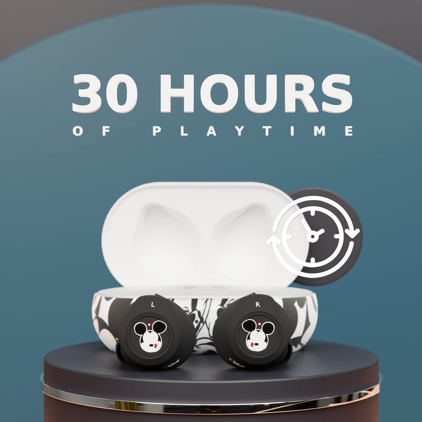 Disney Mickey Mouse Bluetooth Earbuds with Charging Case- Bluetooth Wireless Headset with Built-in Mic and 30 Hours of Playtime- Mickey Mouse Gifts