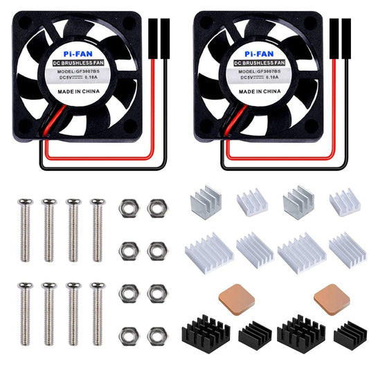 GeeekPi Fan for Raspberry Pi 4, 30x30x7mm DC Brushless CPU Cooling Fan 3.3V 5V with 7PCS Heatsink for Raspberry Pi 4 Model B,3B+,Pi 3 & Pi Zero/Zero W