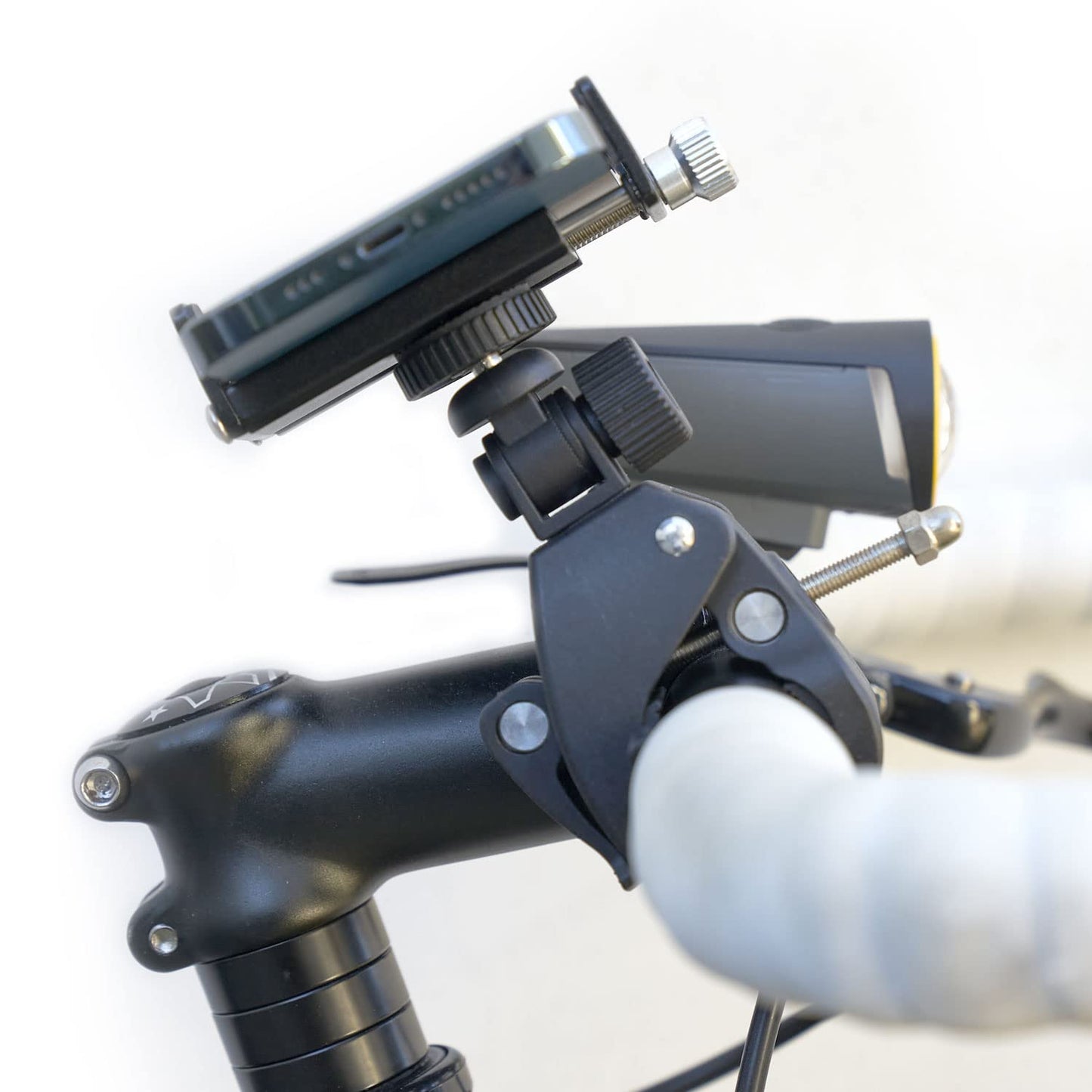 GRIFITI Nootle Quick Release Pipe Clamp and Universal Phone Mount Adjustable for iPhone, Smartphone, Galaxy, Pixel, Andriod, HTC One, Nokia, Fits