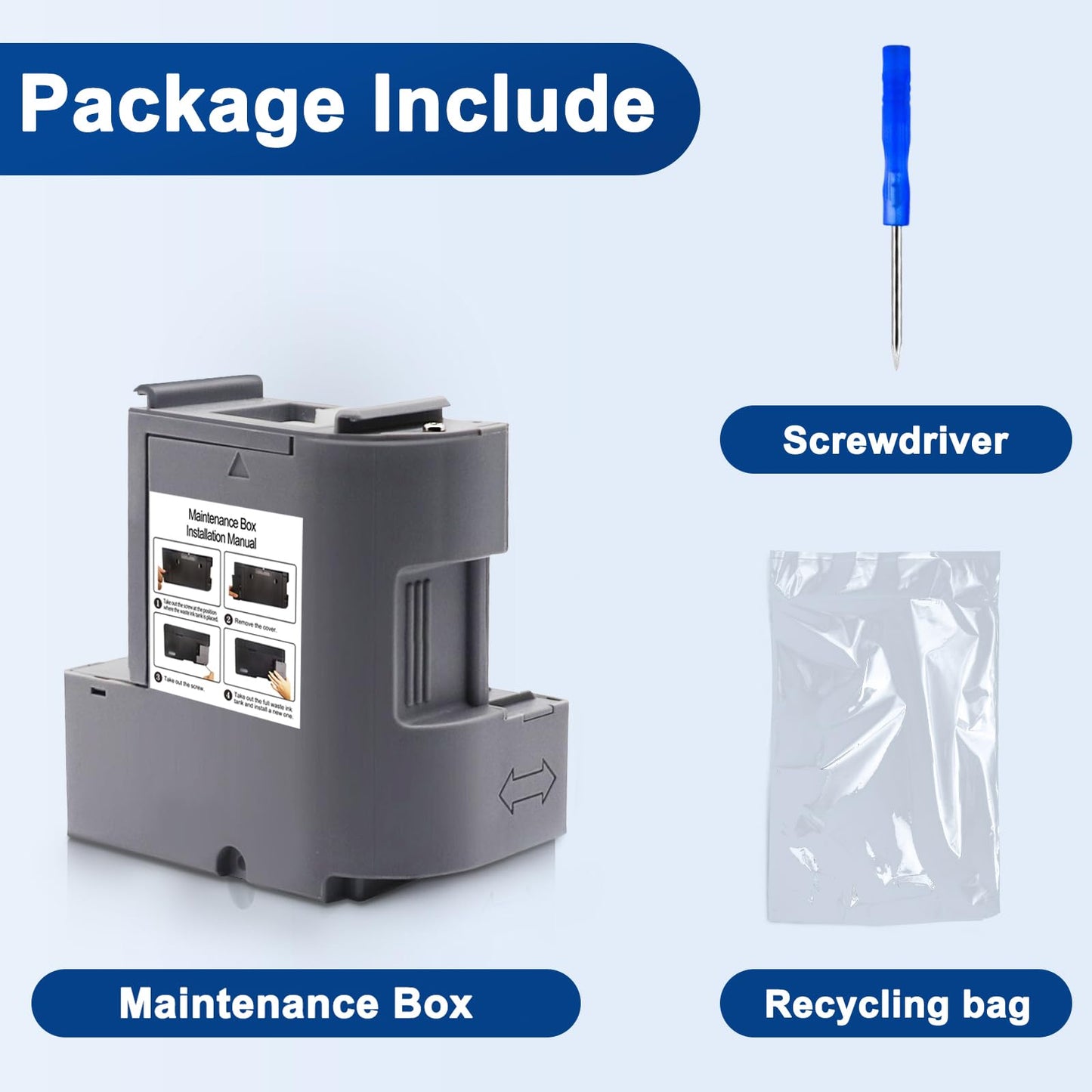KSUMEI T04D100 EP-04D1 Ink Maintenance Box Compatible with ET-3710 ET-3750 ET-3760 ET-3830 ET-3850 ET-4850 WF-2860 XP-5100 ET-M1000 ST-3000 Printers