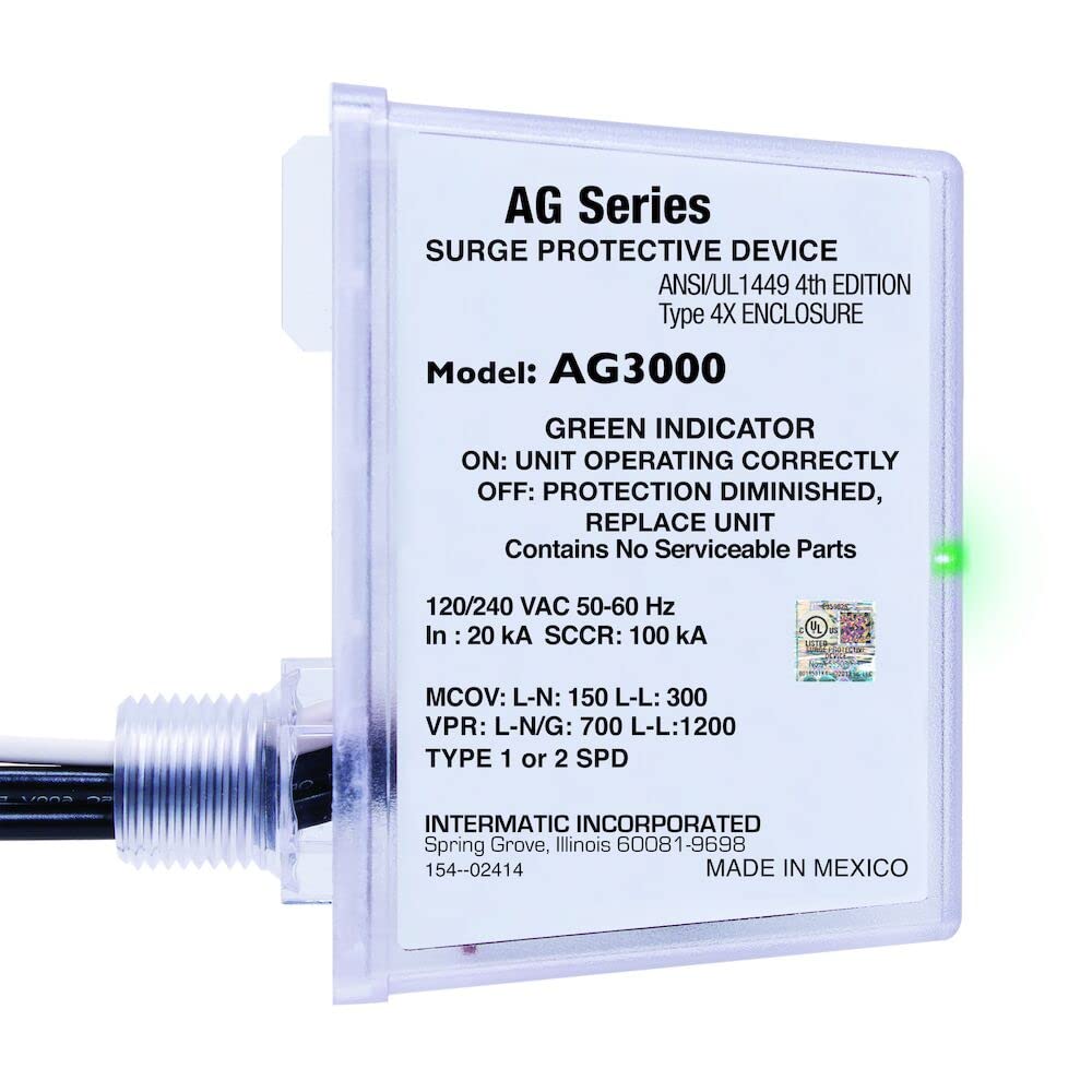 Intermatic AG3000 120/240 VAC Universal HVAC Surge Protective Device - Advanced Surge Protection, TPMOV Tech, Watertight Enclosure - UL Listed