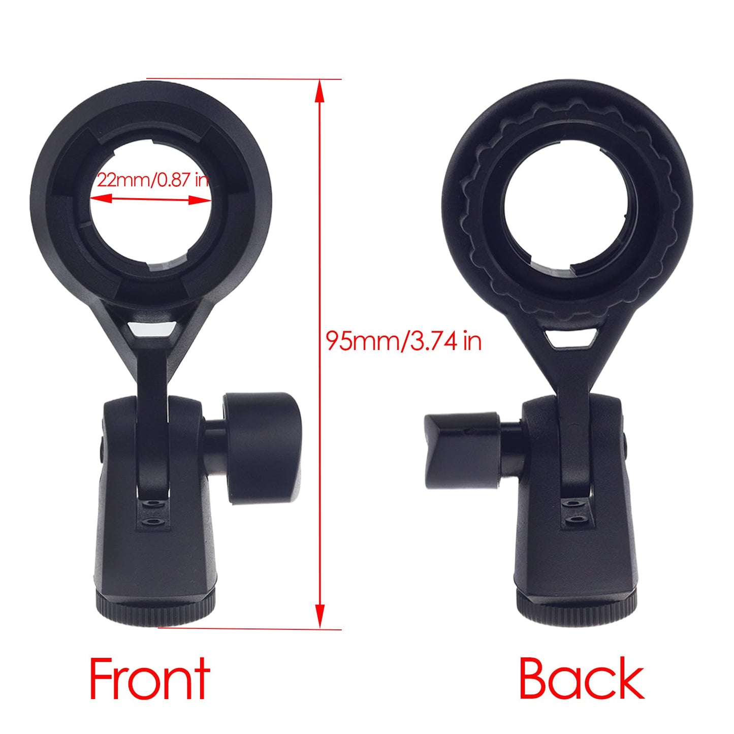 HLGHLG Short Video Mic Clip, 270° Rotatable Microphone Holder with 3/8" Conversion Nut, Shockproof Stand Adapter for 0.9-inch (22mm) Condenser Mics