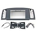 Custom Install Parts Double Din Navigation Stereo Bezel Dash Install Kit with Standard Wiring Harness and Antenna Adapter - Grey Compatible with Jeep