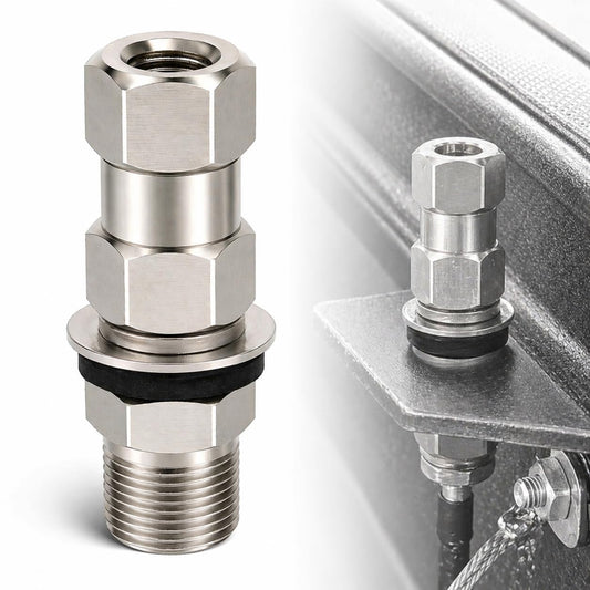 Heavy Duty SO-239 CB Antenna Stud Mount - 3/8" x 24 Thread Adapter, Universal 1/2" Hole Mount, CB Radio Antenna Connector for Trucks, Semis & Off-Road