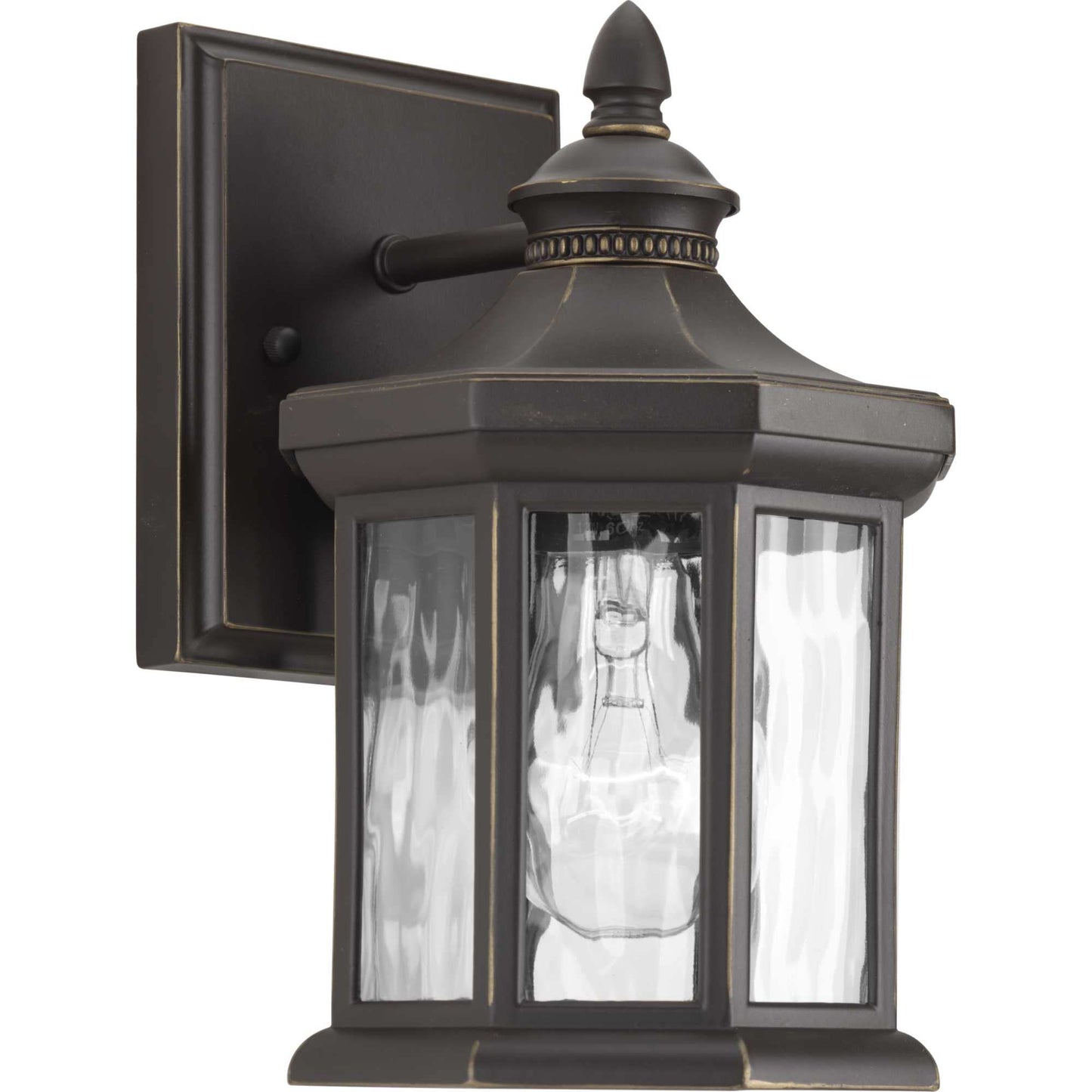 Progress Lighting Edition Collection 1-Light Water Glass Traditional Outdoor Small Wall Lantern Light Antique Bronze