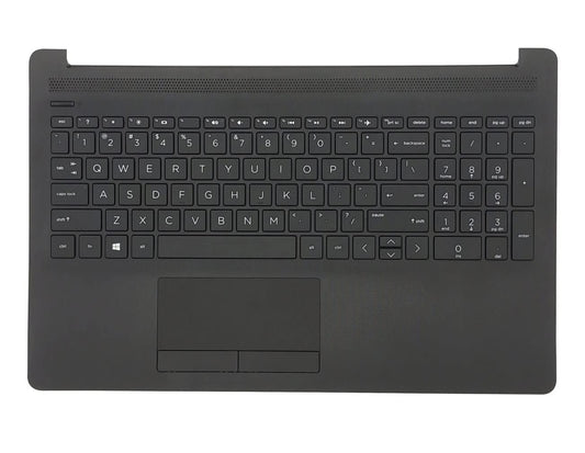 RenBang Tech Replacement for HP Laptop 15-DA 15-DB 15T-DA Upper Case Palmrest Touchpad Keyboard Assembly L20387-001 AP29M000400 Jet Black