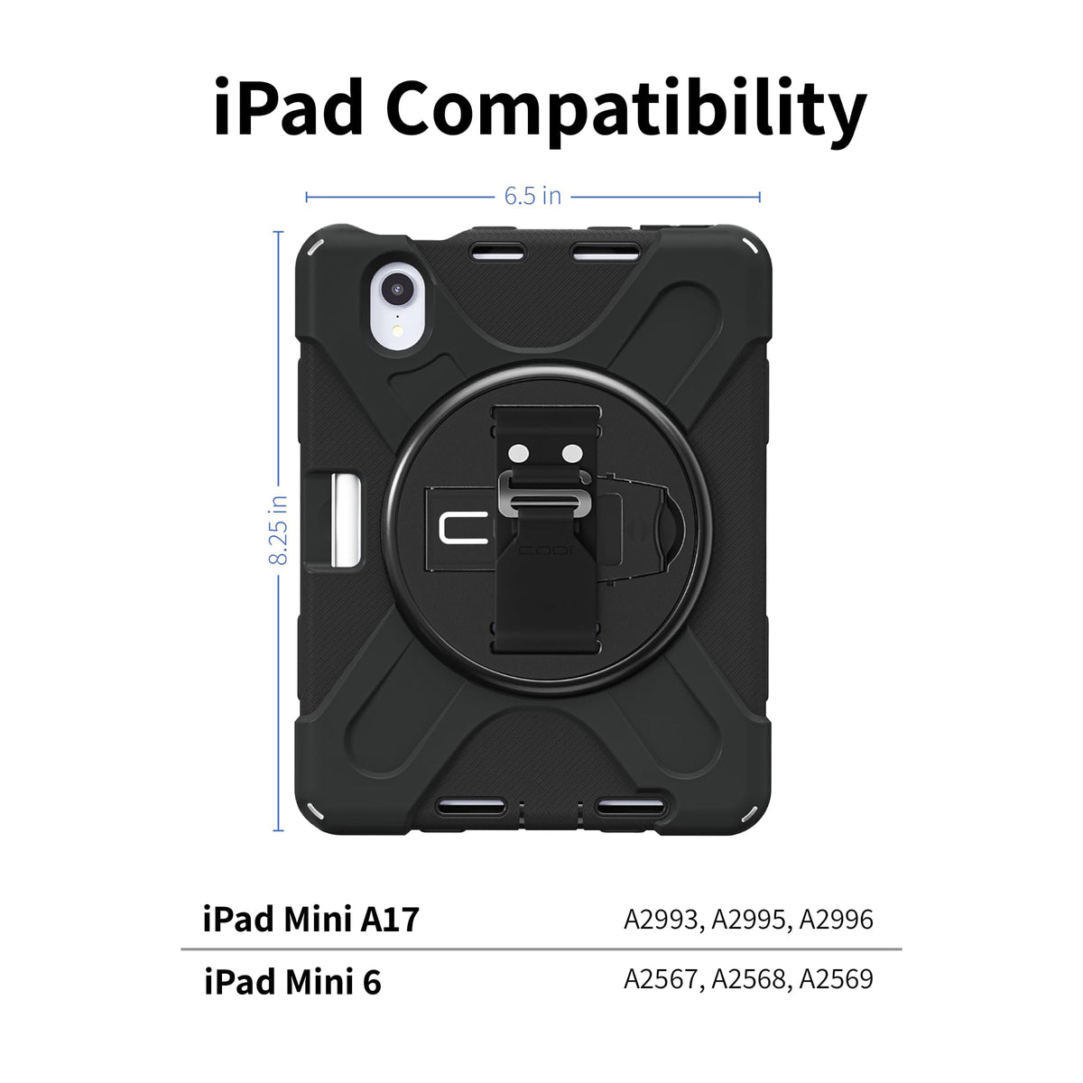 CODi Rugged Case for iPad Mini 6/iPad Mini A17 Pro | 360° Protection, Drop-Test Certified, Rotating Kickstand