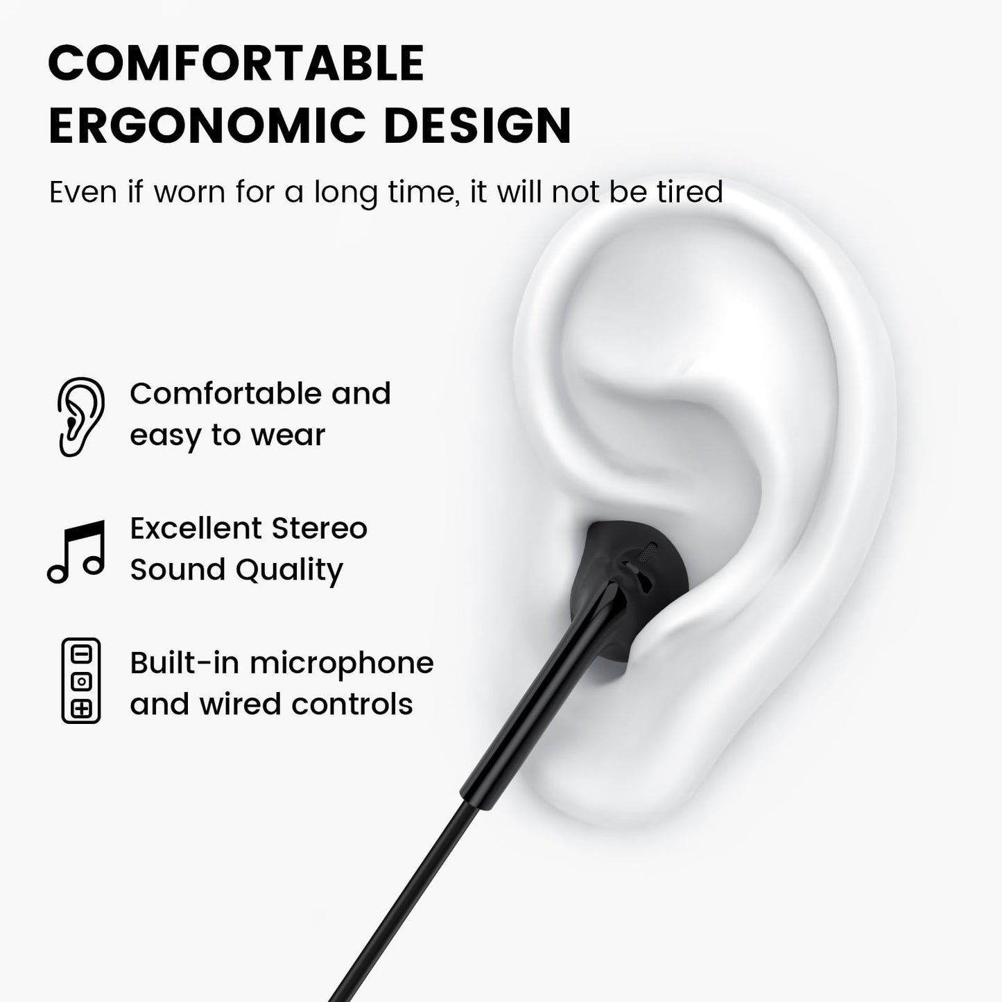 MOSWAG in Ear Wired Headphones, Wired Earbuds with Microphone, 3.5mm Jack in Ear Headphones with Microphone Suitable for Smartphones, Computers…