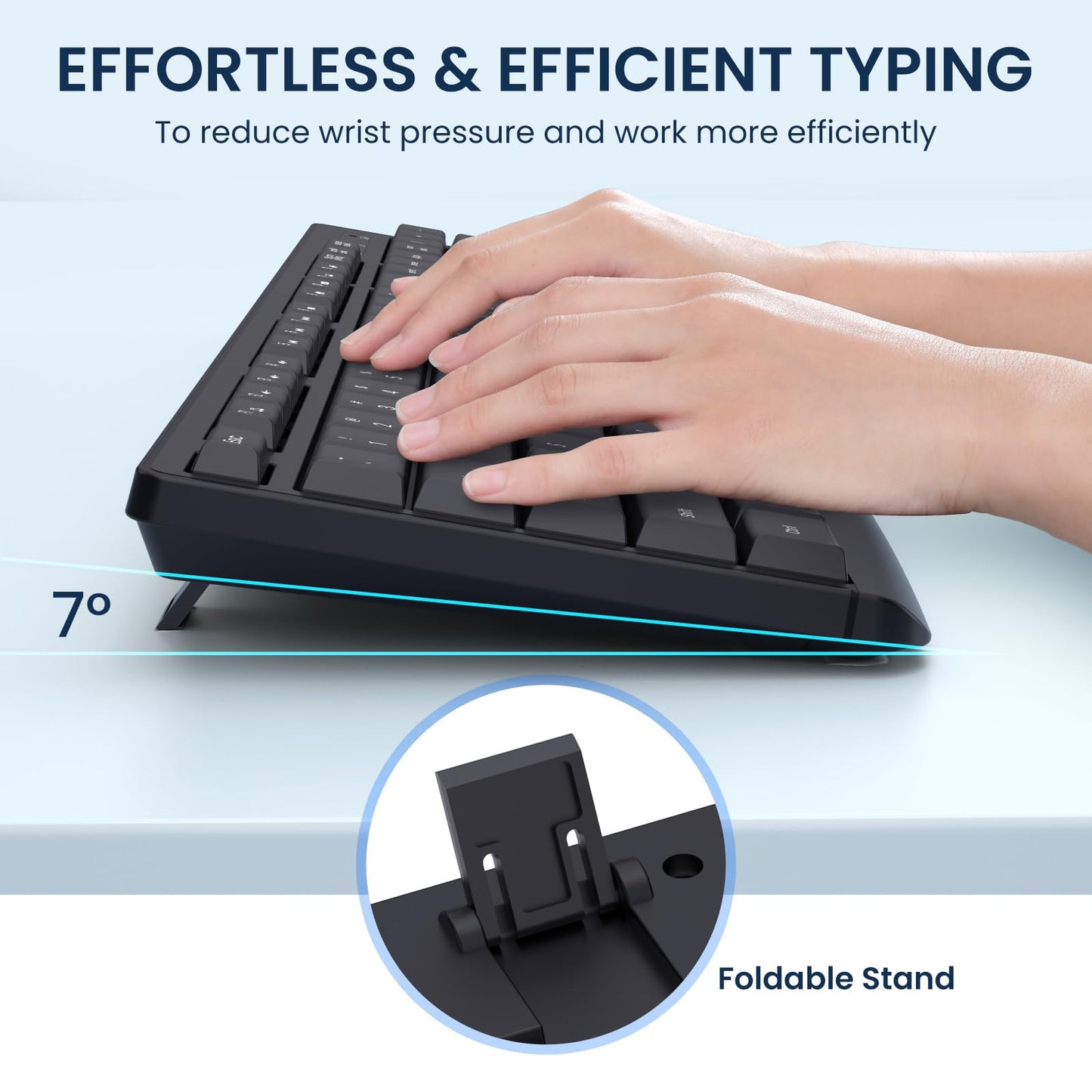Wireless Keyboard and Mouse Combo, COLIKES 2.4G USB Cordless Mouse and Keyboard, 3 Level DPI Slim Ergonomic, Responsive Plug & Play for Computer