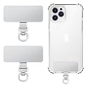 MoKo 2 Pack Metal Phone Tether Tabs, Rotatable 360° Phone Lanyard Patch, Rectangle Tether Tab for Most Full Coverage Cases, Universal Cellphone Strap