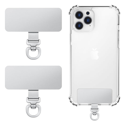 MoKo 2 Pack Metal Phone Tether Tabs, Rotatable 360° Phone Lanyard Patch, Rectangle Tether Tab for Most Full Coverage Cases, Universal Cellphone Strap