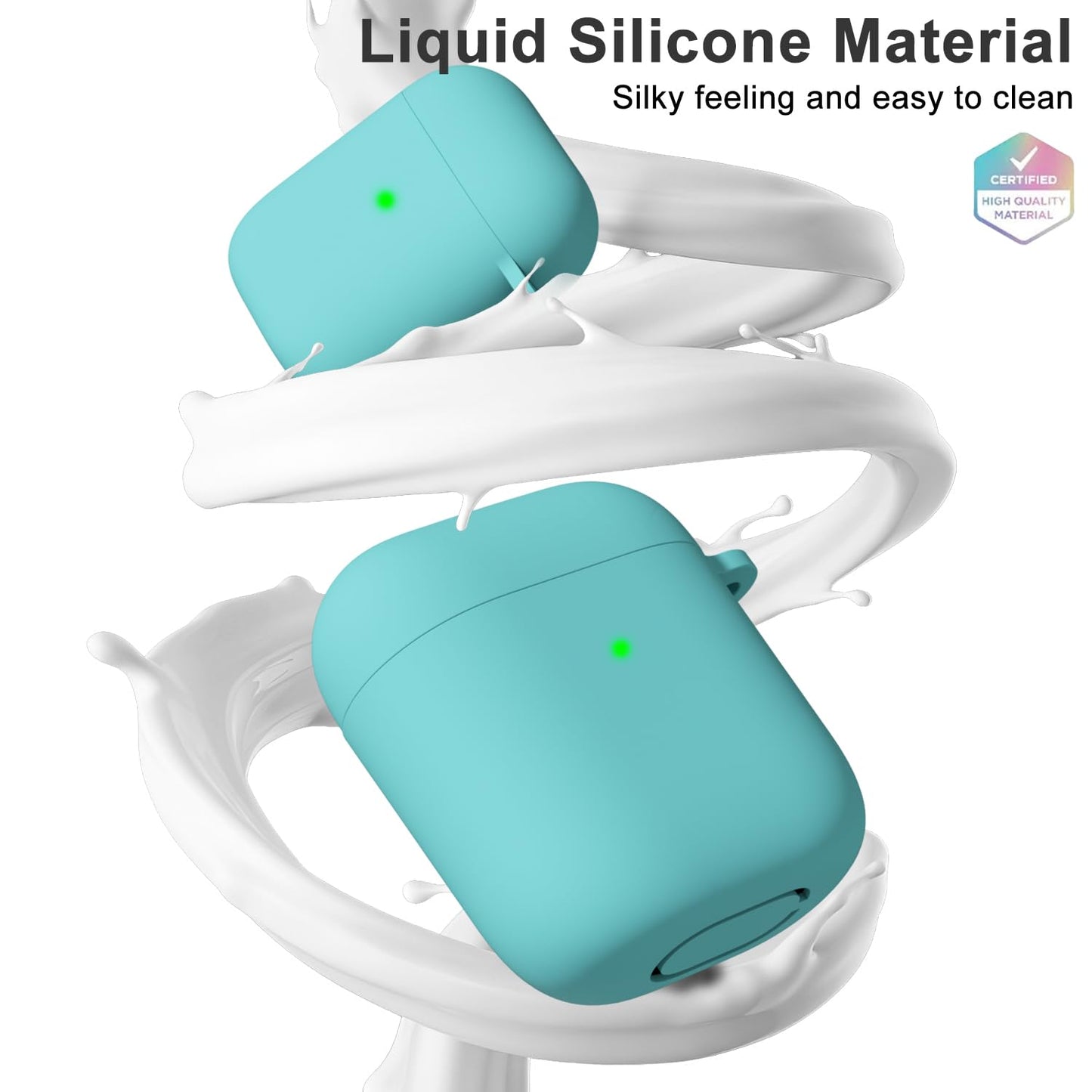 Oakxco Airpods Case Cover - Silicone Soft TPU Rubber Gel for 1st/2nd Generation, Compatible With Apple Charging Case - Cute for Women Men - Turquoise