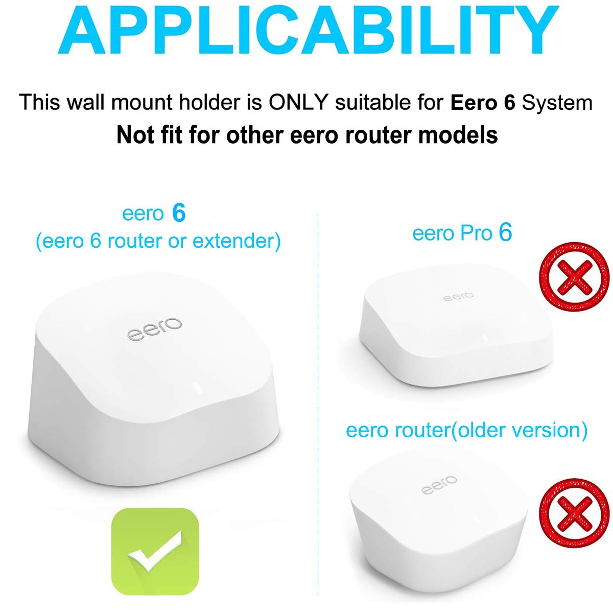 Tizomi Outlet Wall Mount Holder ONLY for eero 6 Dual-Band mesh Wi-Fi 6 System [NOT Fit for Pro 6], No Messy Wires | Space Saving | Easily Be Moved