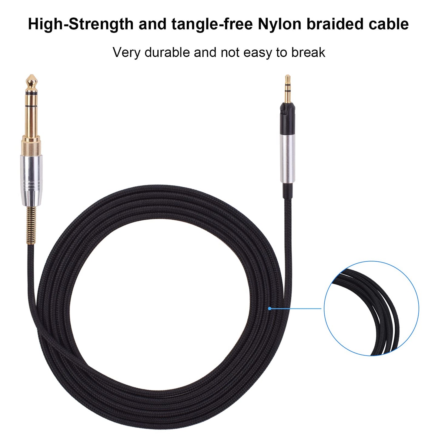 Learsoon Replacement Extension Audio Cable 3.5mm Male and 6.35mm adapter to 2.5mm Male Cord Compatible with Sennheiser HD598 HD558 HD518 HD598Cs…