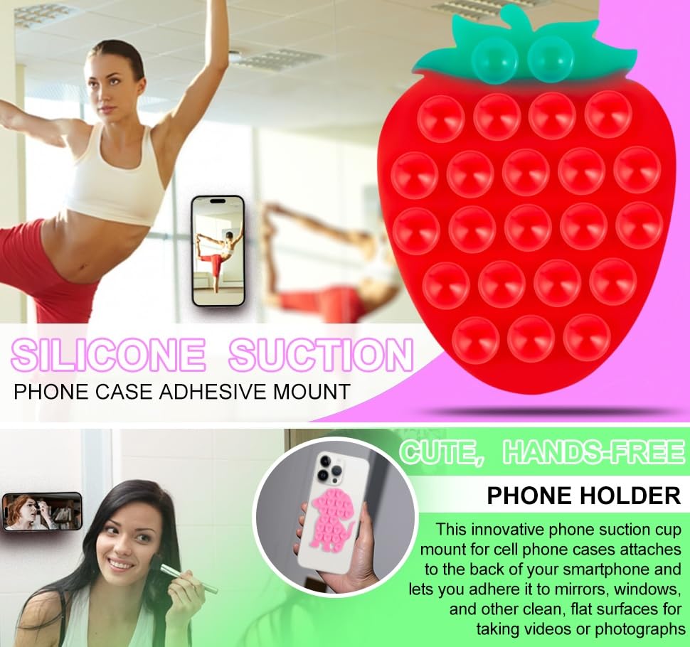 CIEO Silicone Phone Grip, Strong Suction, Fruit Shaped Phone Holder,Suitable for Selfies and Videos on Mirrors, bathrooms and Smooth Surfaces