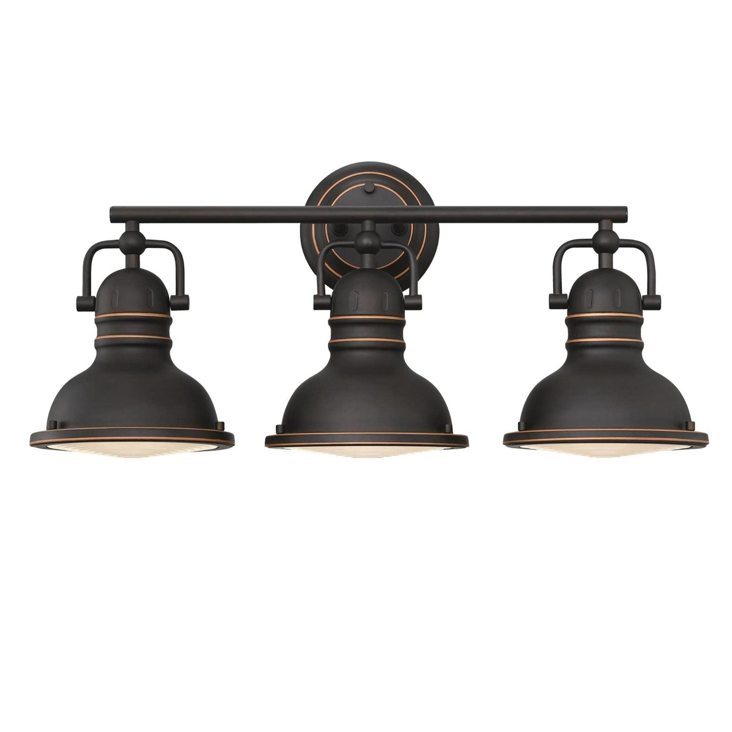 Westinghouse 6116200 Boswell Vintage-Style Three-Light Indoor Vanity Light Fixture, Oil Rubbed Bronze Finish with Highlights, Frosted Prismatic