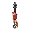 Mark Feldstein & Associates Resin Mailbox Lamp Post with Cardinals Figurine Holiday Decor with Built in LED Light, 15 Inch