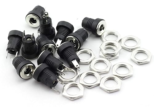 MEETOOT 12 Pack 3.5mm x 1.3mm 2 Pin Female DC Power Jack Panel Mount Screw Nut Kit DC Socket Electrical Plug