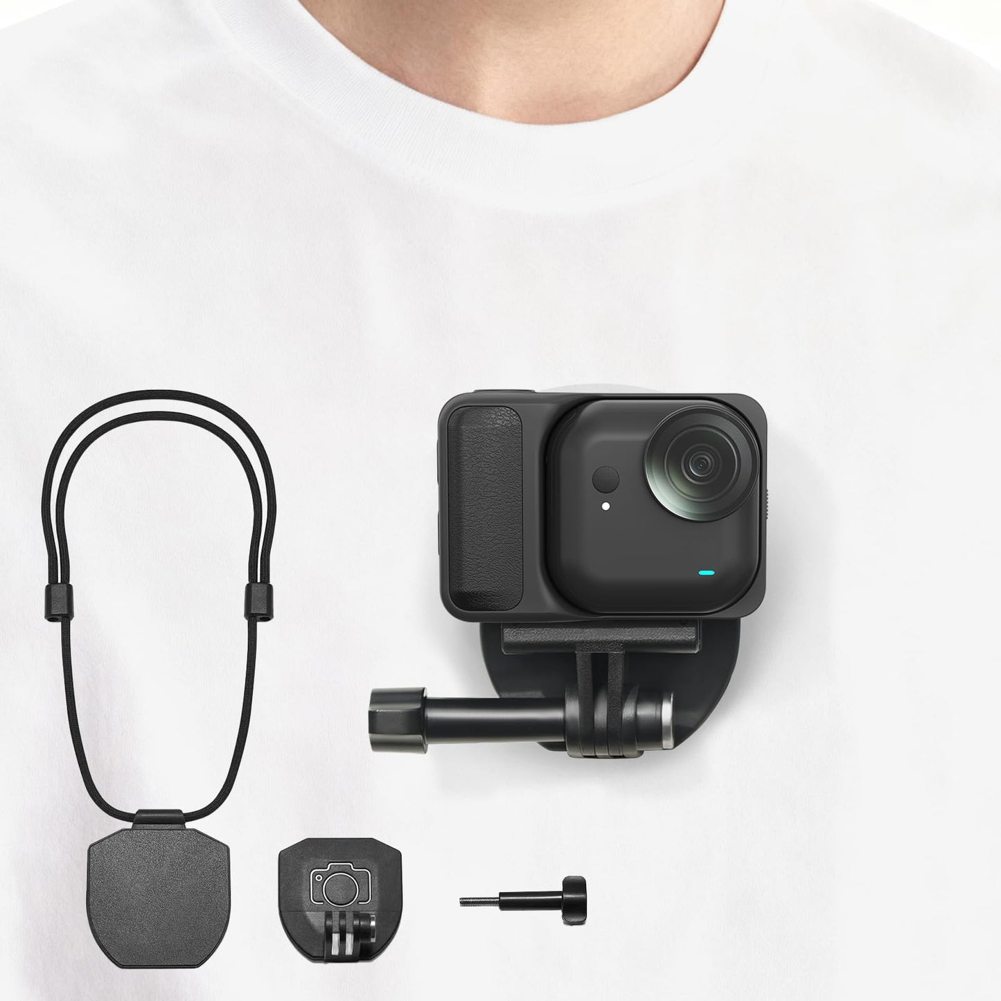 Flymile Magnetic Chest Mount for GoPro Hero13/12/11/10/9/8, POV Neck Lanyard Mount for Insta360 GO Ultra, for DJI Osmo Action 5 Pro/4/3/360,