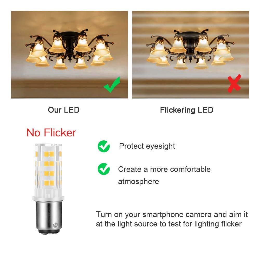 X-Molin 2-Pack Sewing Machine Light Bulb Double Contact Warm White 2700-3000K 15T7DC Base Replacement for Singer/Kenmore Sewing Machine 120V 3.5W LED